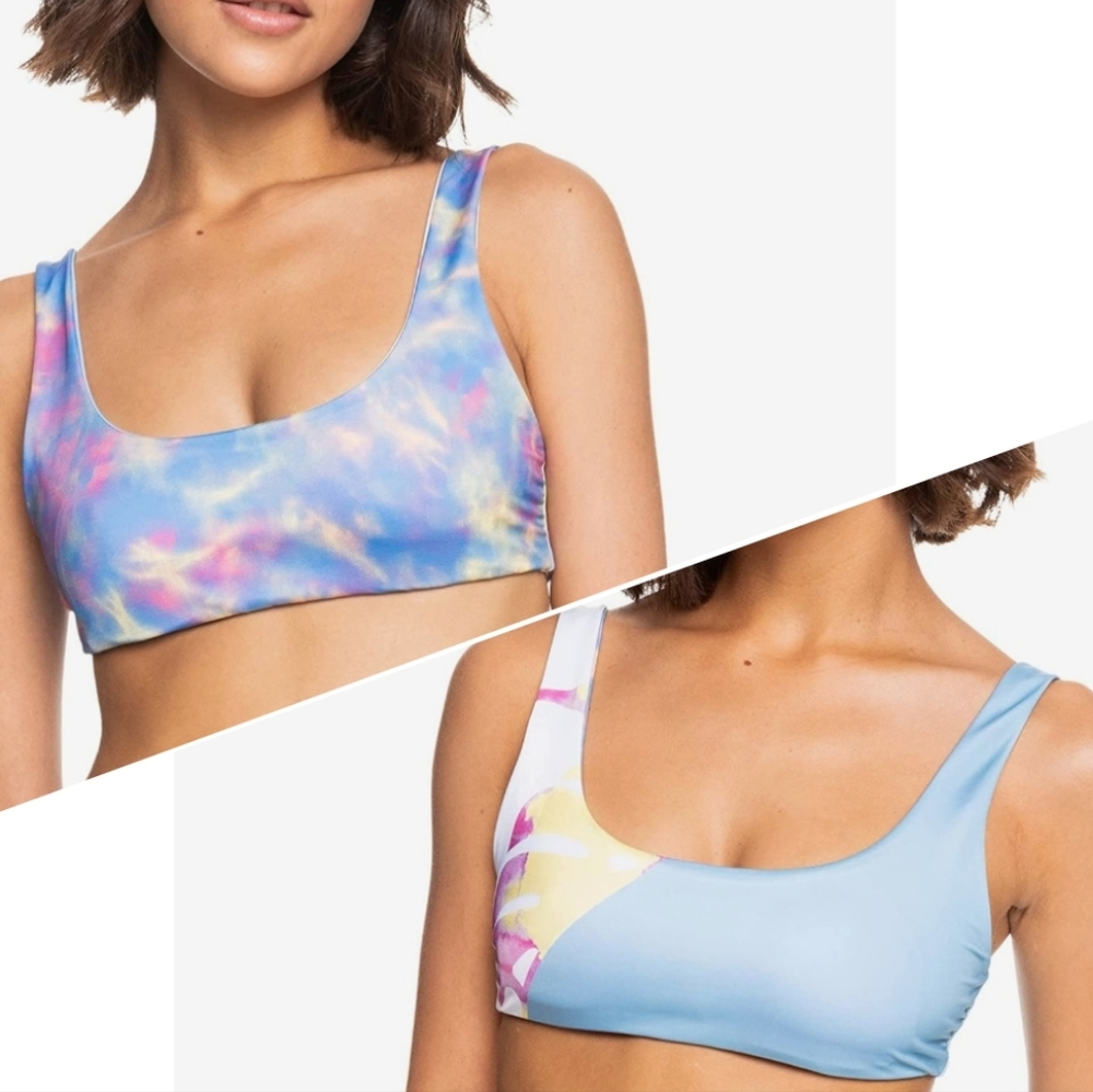 ROXY POP Surf Reversible Bralette Sporty Bikini Swimsuit Top